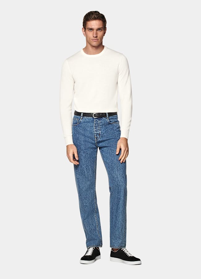 SUITSUPPLY Pure Wool Off-White Merino Crewneck