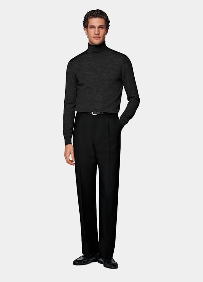 SUITSUPPLY Pure Wool Dark Grey Merino Turtleneck