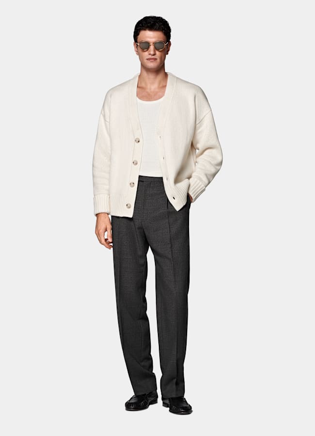 SUITSUPPLY Pure Wool Off-White Merino Oversized Cardigan