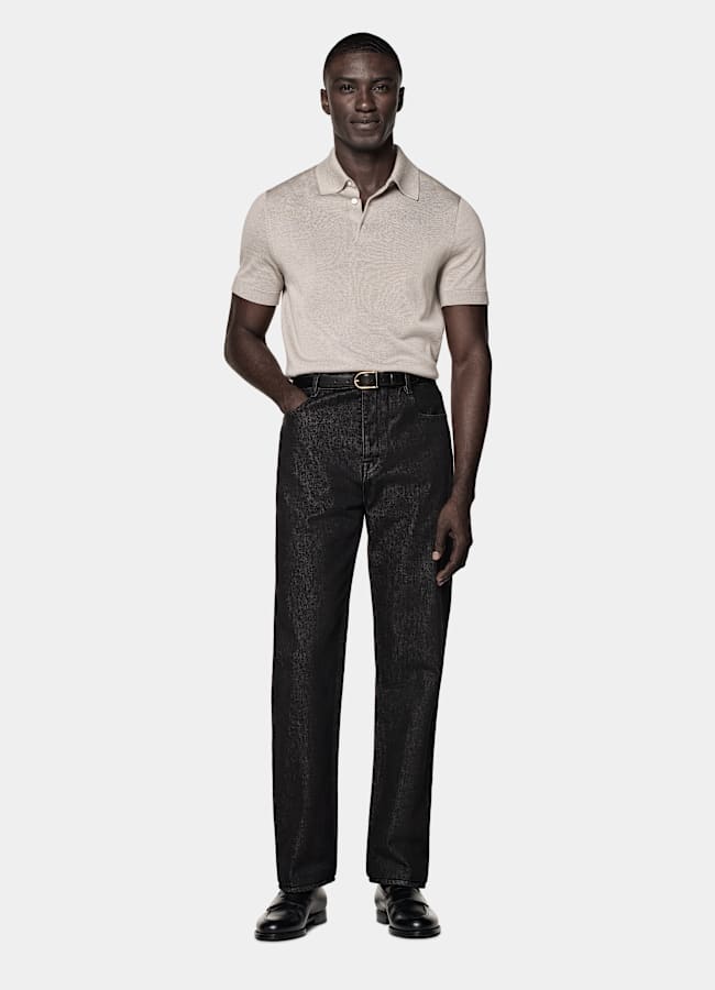 SUITSUPPLY Cotton Silk Light Taupe Polo