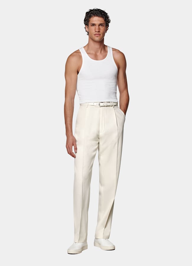SUITSUPPLY Pure Cotton White Ribbed Tank Top