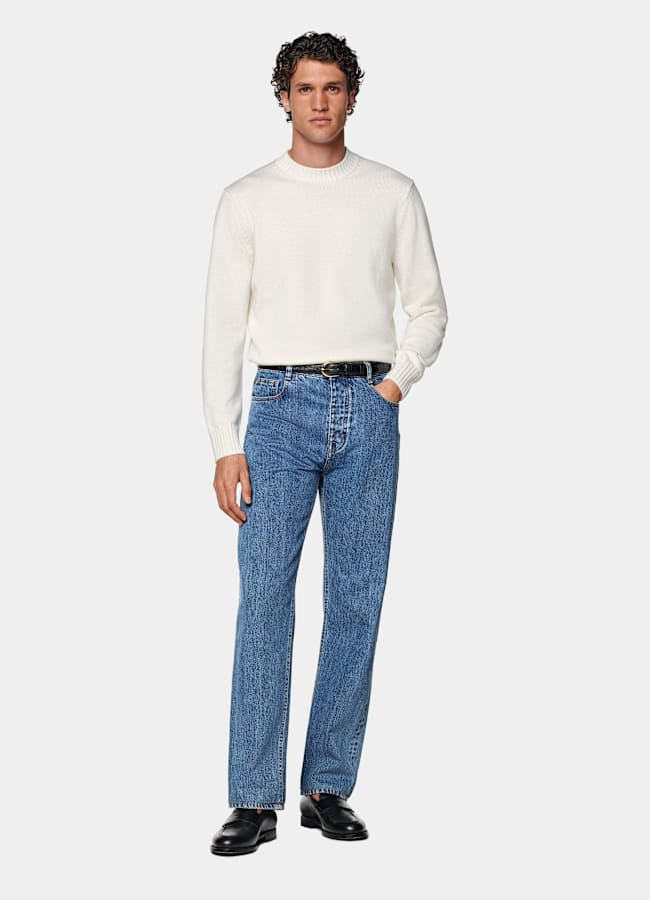SUITSUPPLY Pure Wool Off-White Merino Crewneck