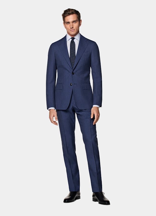 SUITSUPPLY All Season Pure S120's Tropical Wool by Vitale Barberis Canonico, Italy Mid Blue Custom Made Suit