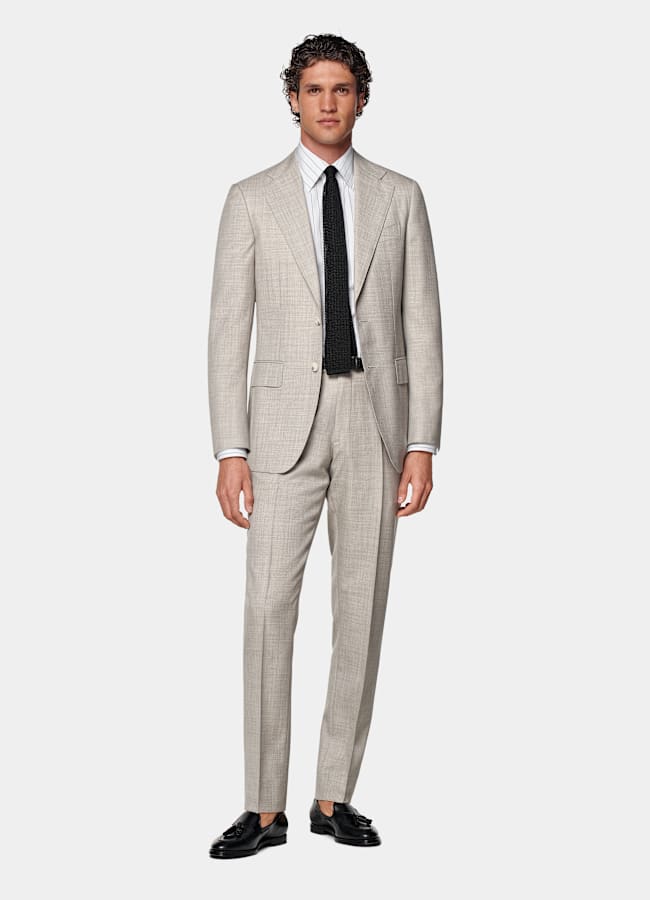 SUITSUPPLY All Season Pure Tropical Wool by Vitale Barberis Canonico, Italy Light Brown Custom Made Suit