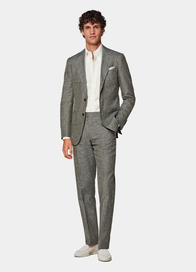 SUITSUPPLY Été Laine, soie et lin par Rogna, Italie Costume Havana coupe Tailored vert clair