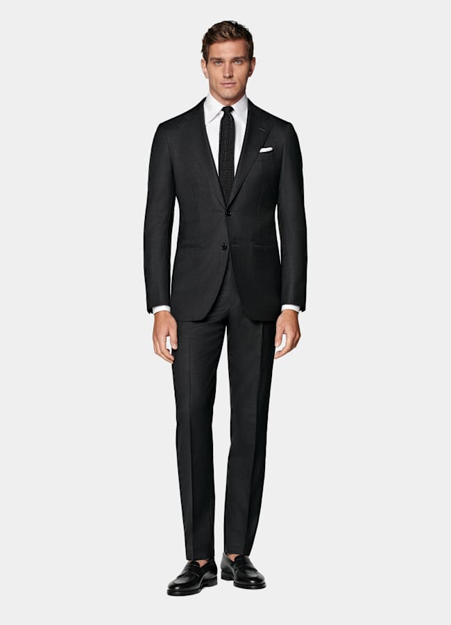 SUITSUPPLY All Season Pure S150's Wool by Vitale Barberis Canonico, Italy Dark Grey Tailored Fit Havana Suit