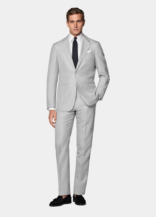 SUITSUPPLY Été Laine, soie et lin par Rogna, Italie Costume Havana coupe Tailored gris clair