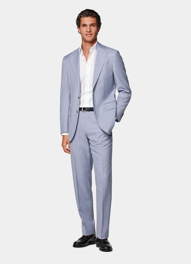 SUITSUPPLY All Season Pure Wool by Reda, Italy Light Blue Perennial Tailored Fit Havana Suit