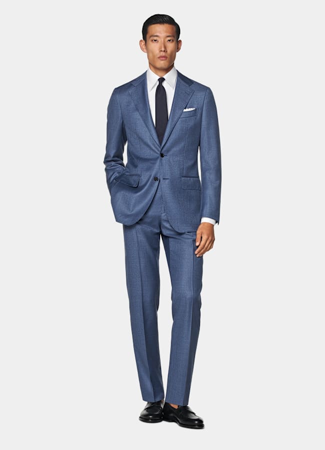 SUITSUPPLY All Season Pure S130's Wool by Reda, Italy Mid Blue Tailored Fit Havana Suit