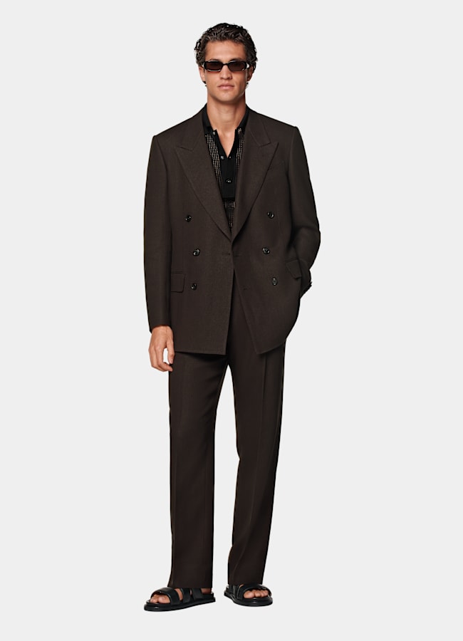 SUITSUPPLY Summer Pure Linen by Beste, Italy Mid Brown Tailored Fit Milano Suit