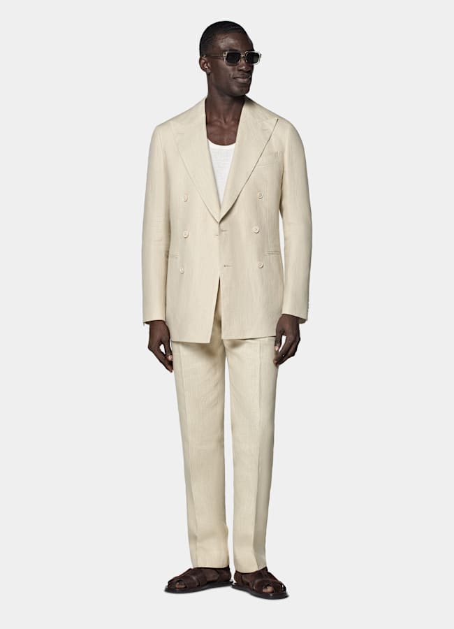 SUITSUPPLY Summer Pure Linen by Leomaster, Italy Sand Tailored Fit Havana Suit
