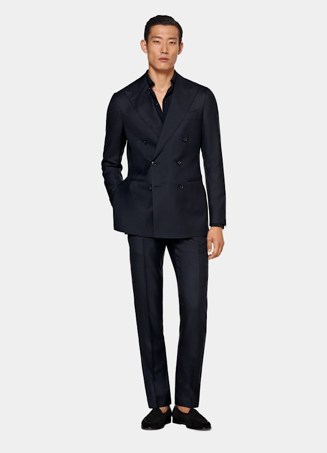 SUITSUPPLY All Season Wool Silk by Colombo, Italy Navy Custom Made Suit