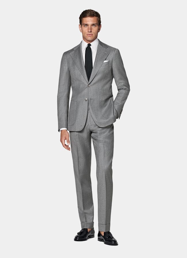 SUITSUPPLY All Season Pure S130's Wool by Vitale Barberis Canonico, Italy Mid Grey Perennial Tailored Fit Havana Suit