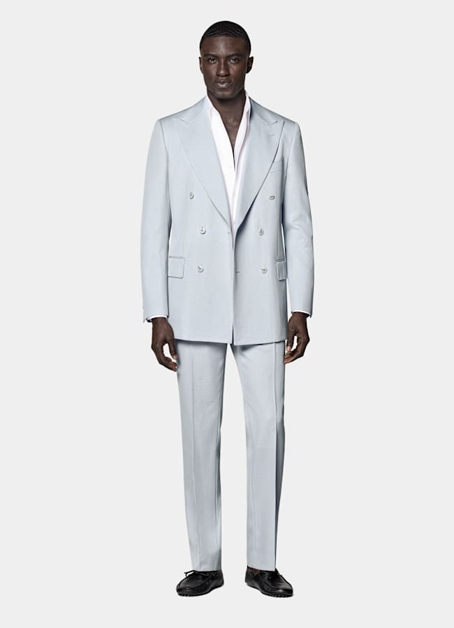 SUITSUPPLY All Season Pure S120's Wool by E.Thomas, Italy Light Blue Tailored Fit Milano Suit