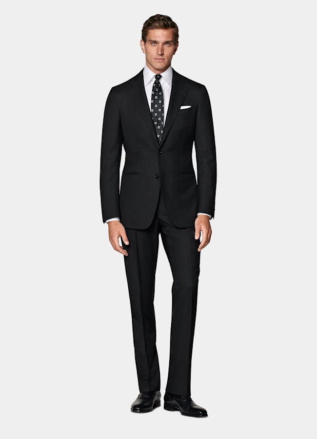 SUITSUPPLY All Season Pure S150's Wool by E.Thomas, Italy Black Tailored Fit Havana Suit