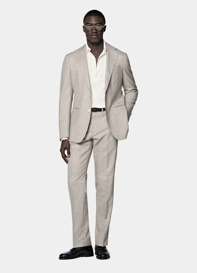 SUITSUPPLY All Season Pure Tropical Wool by Vitale Barberis Canonico, Italy Light Brown Perennial Tailored Fit Havana Suit