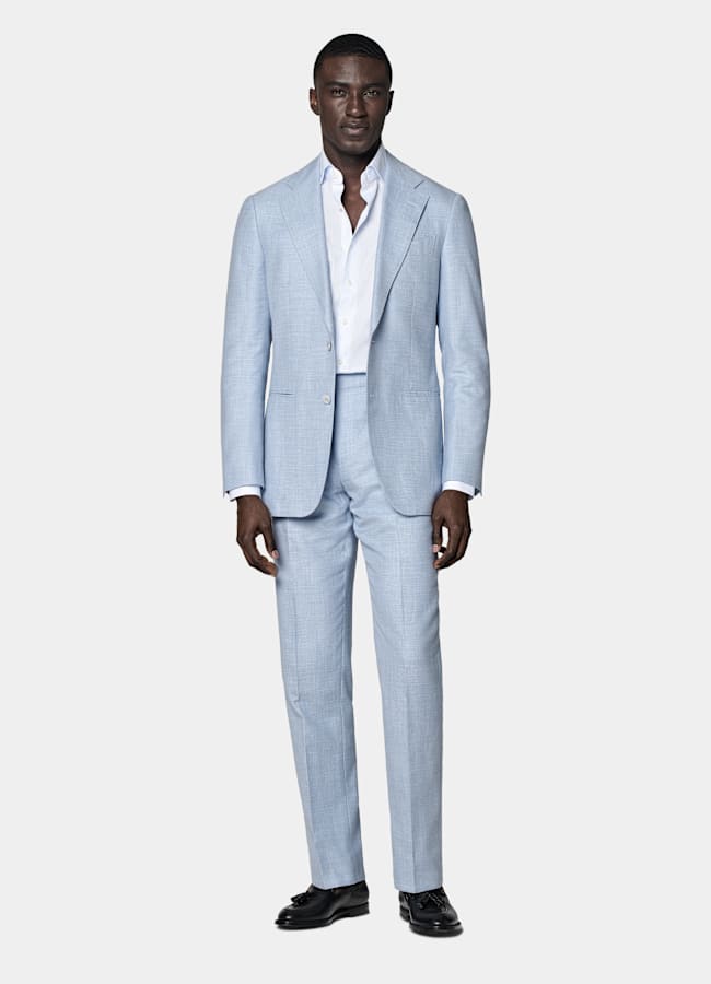SUITSUPPLY Estate Lana, seta e lino - E.Thomas, Italia Abito Havana blu chiaro tailored fit
