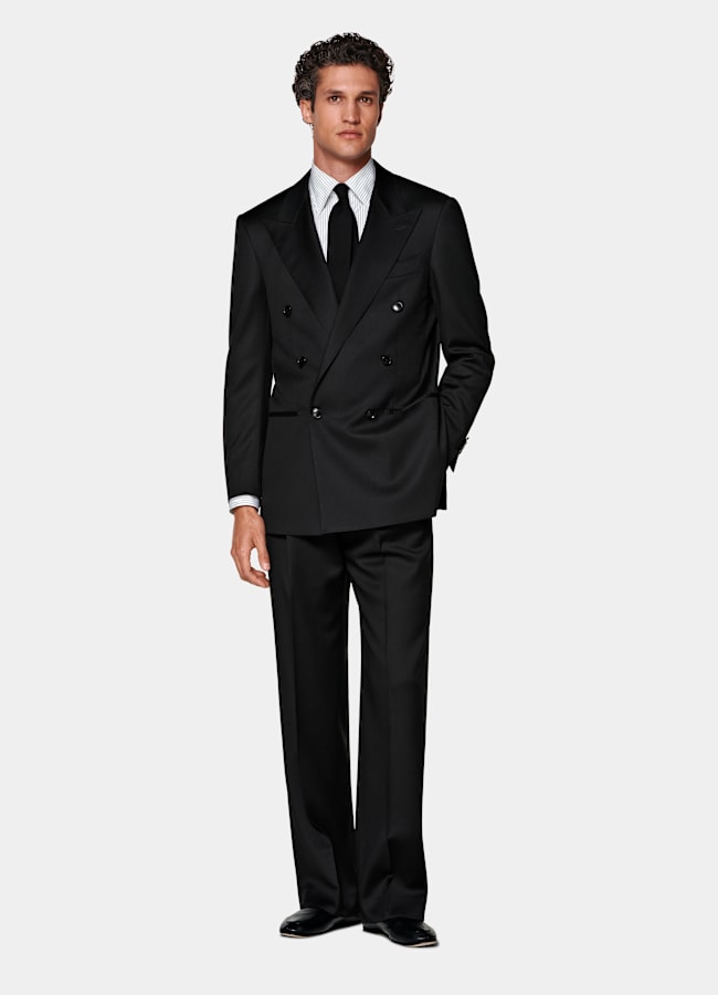 SUITSUPPLY All season Laine et mohair par Vitale Barberis Canonico, Italie Costume Roma coupe Relaxed noir