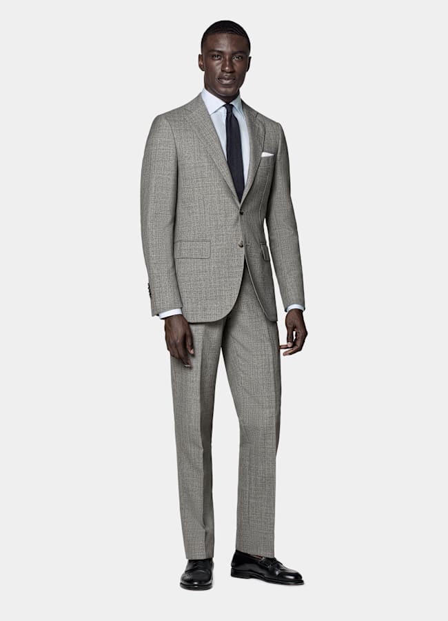 SUITSUPPLY All Season Pure Tropical Wool by Vitale Barberis Canonico, Italy Light Grey Perennial Tailored Fit Lazio Suit