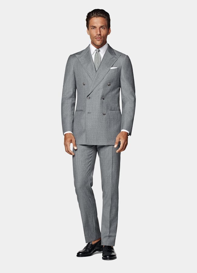 SUITSUPPLY All Season Pure S110's Wool by Vitale Barberis Canonico, Italy Light Grey Perennial Tailored Fit Havana Suit