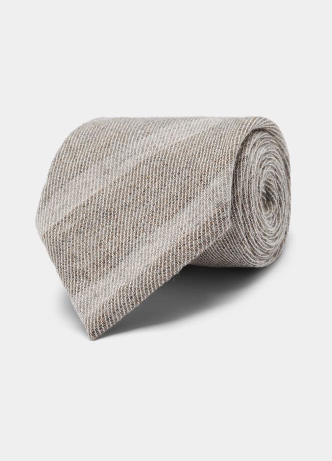 SUITSUPPLY Wool Silk by Magistri, Italy Grey Striped Tie