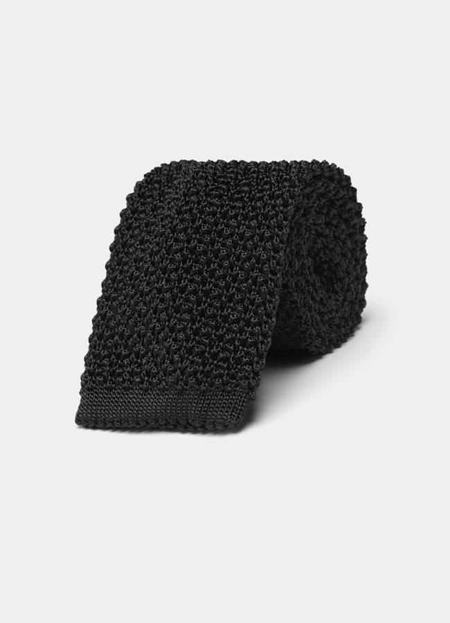 SUITSUPPLY Pure Silk by Canepa, Italy Black Knitted Tie