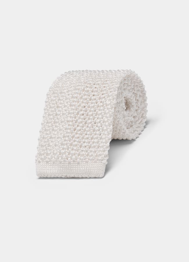 SUITSUPPLY Pure Silk by Canepa, Italy White Knitted Tie