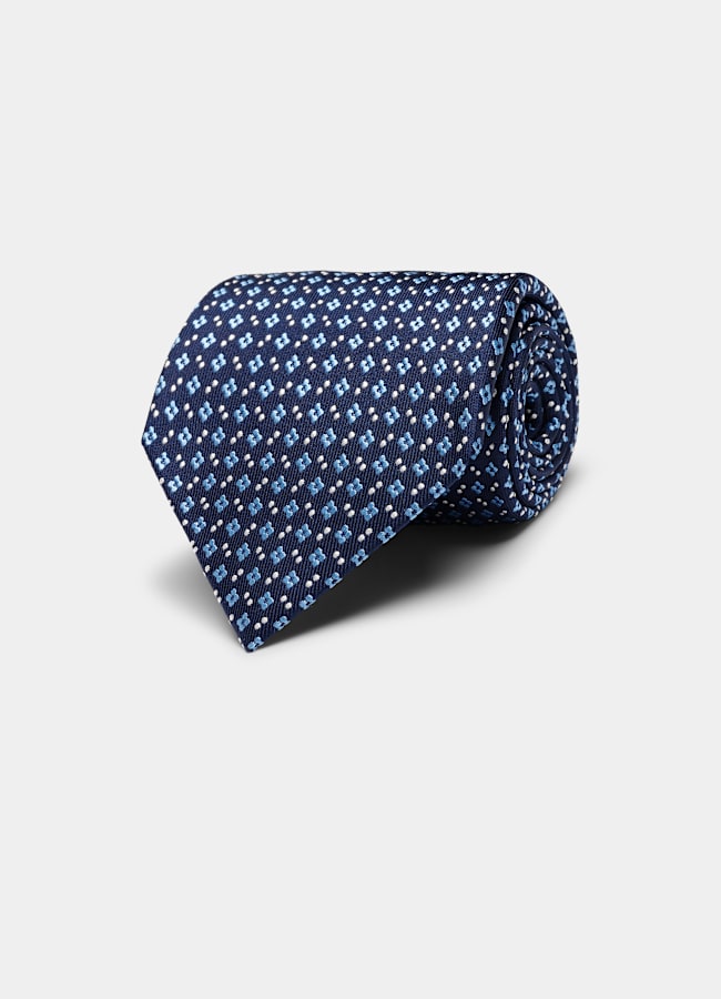SUITSUPPLY Pure Silk Blue Flower Tie