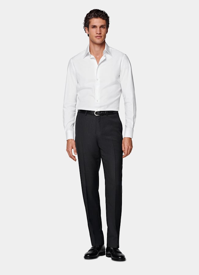 SUITSUPPLY All Season Pure Wool by Reda, Italy Dark Grey Perennial Slim Leg Straight Suit Trousers