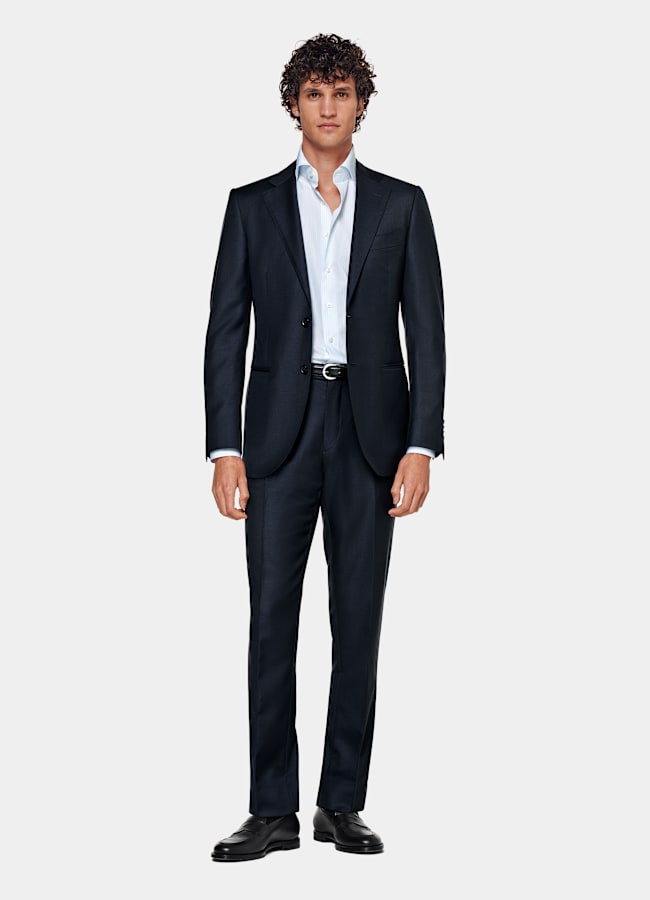 SUITSUPPLY All Season Pure S110's Wool by Vitale Barberis Canonico, Italy Navy Slim Leg Straight Suit Trousers