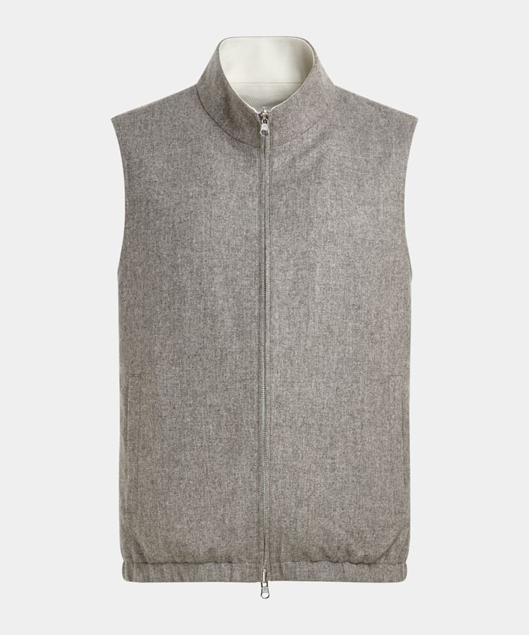 Taupe & Off-White Reversible Vest