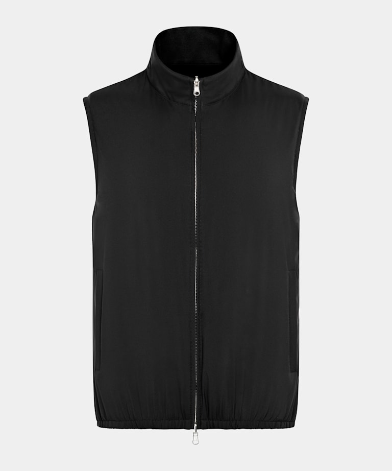 Doudoune légère zippée réversible sans manches noire