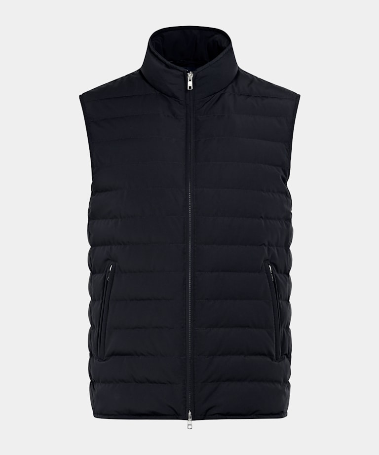 Navy Padded Down Zip Vest