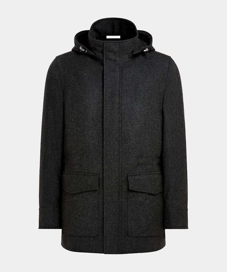Parka acolchada gris oscuro