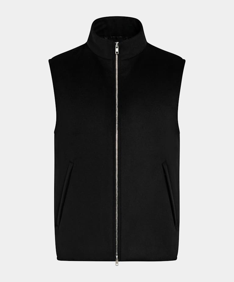 Black Padded Zip Vest