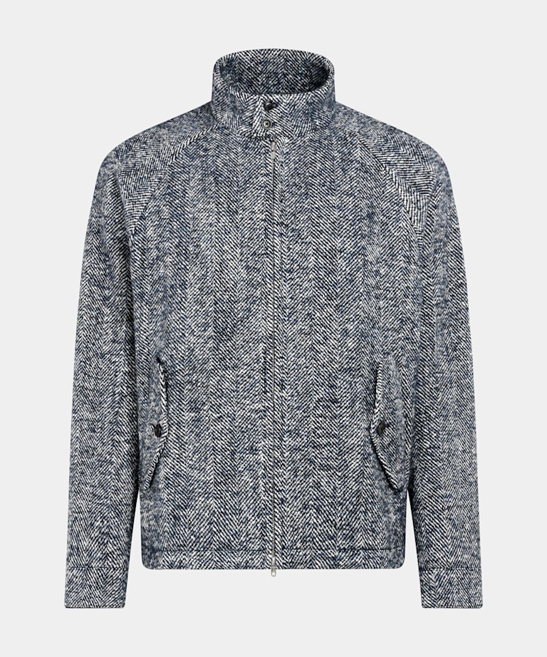 Navy Herringbone Raglan Bomber Jacket