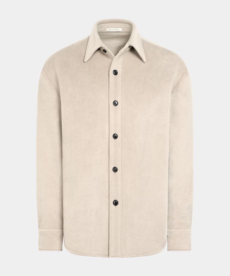 Giacca camicia taupe chiaro relaxed fit
