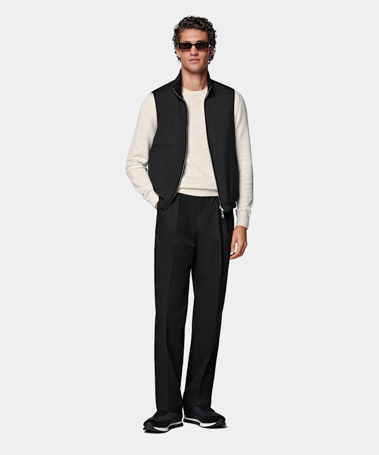 Black Reversible Light Padded Zip Vest