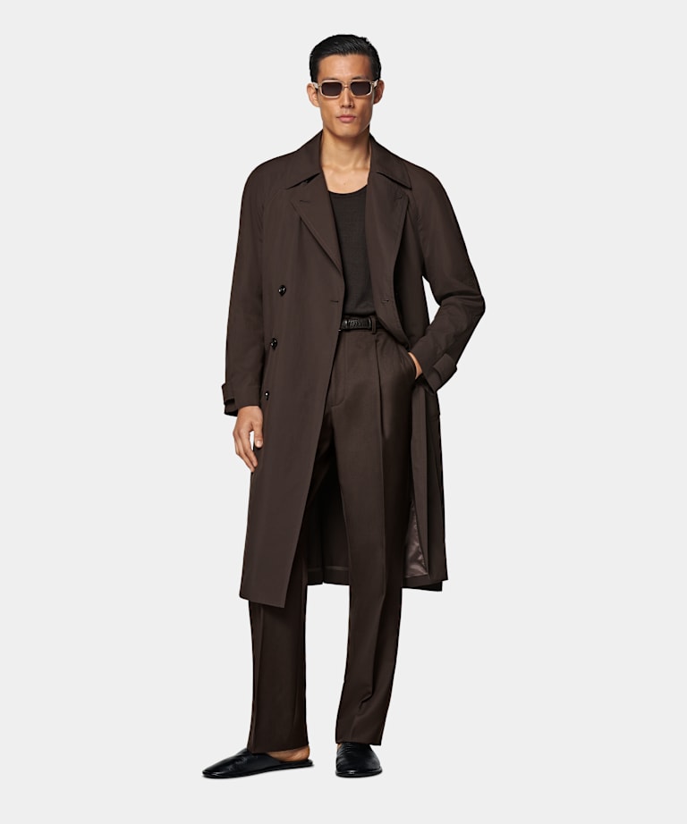 Dark Brown Belted Trench Coat