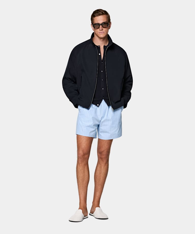 Marinbl&aring; bomberjacka med raglan&auml;rm