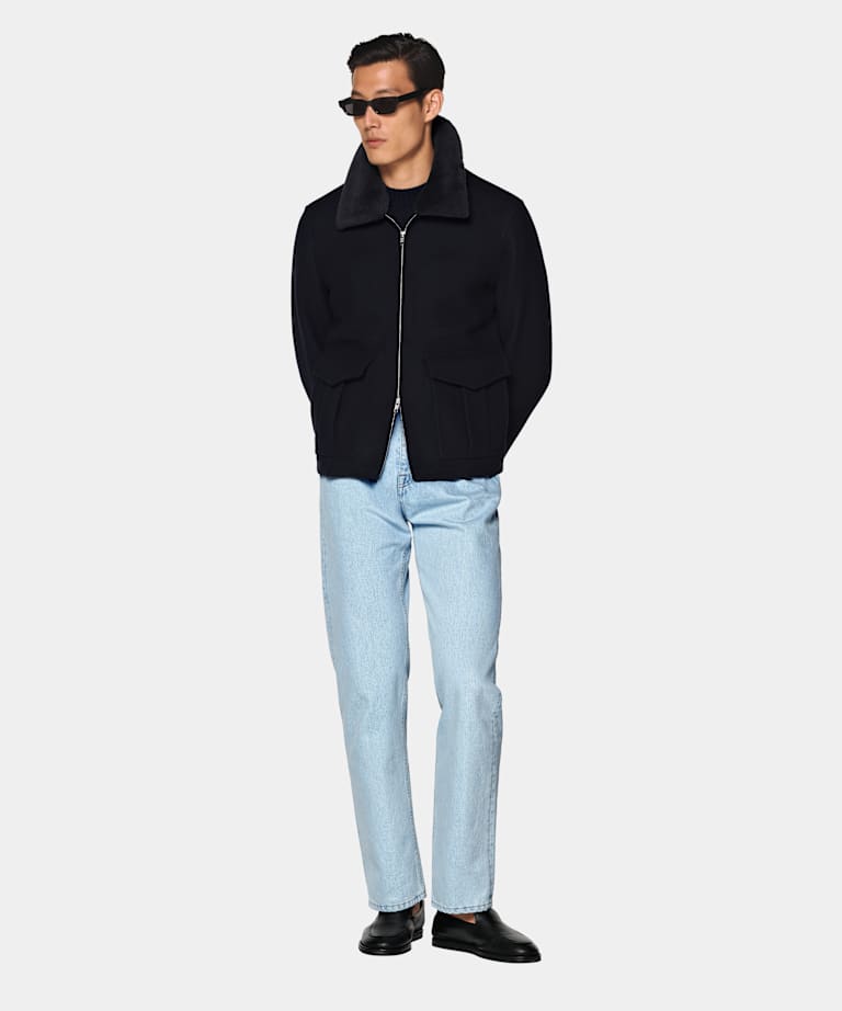 Marinbl&aring; bomberjacka