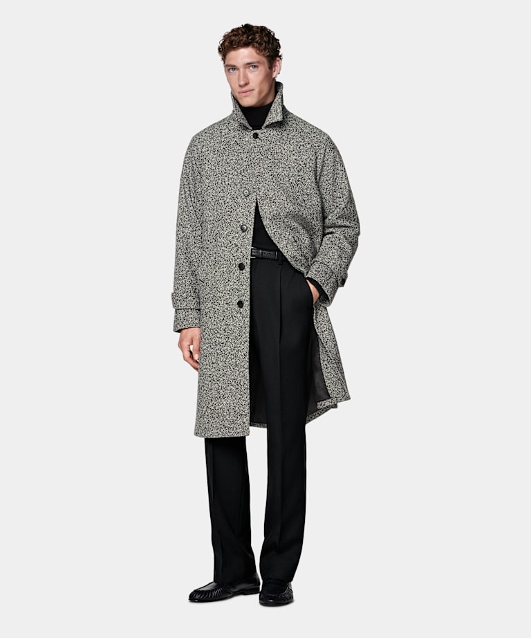 Black Relaxed Raglan Overcoat