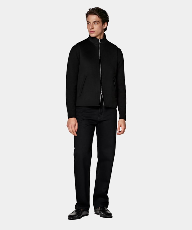 Black Padded Zip Vest