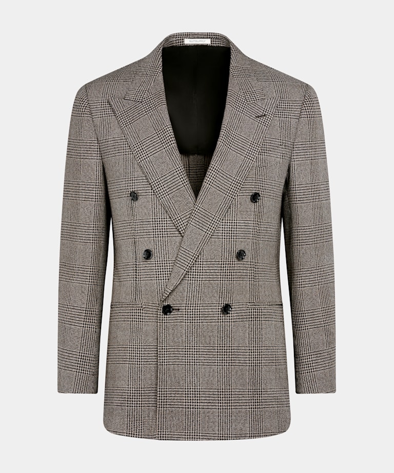 Mid Brown Checked Relaxed Fit Roma Blazer