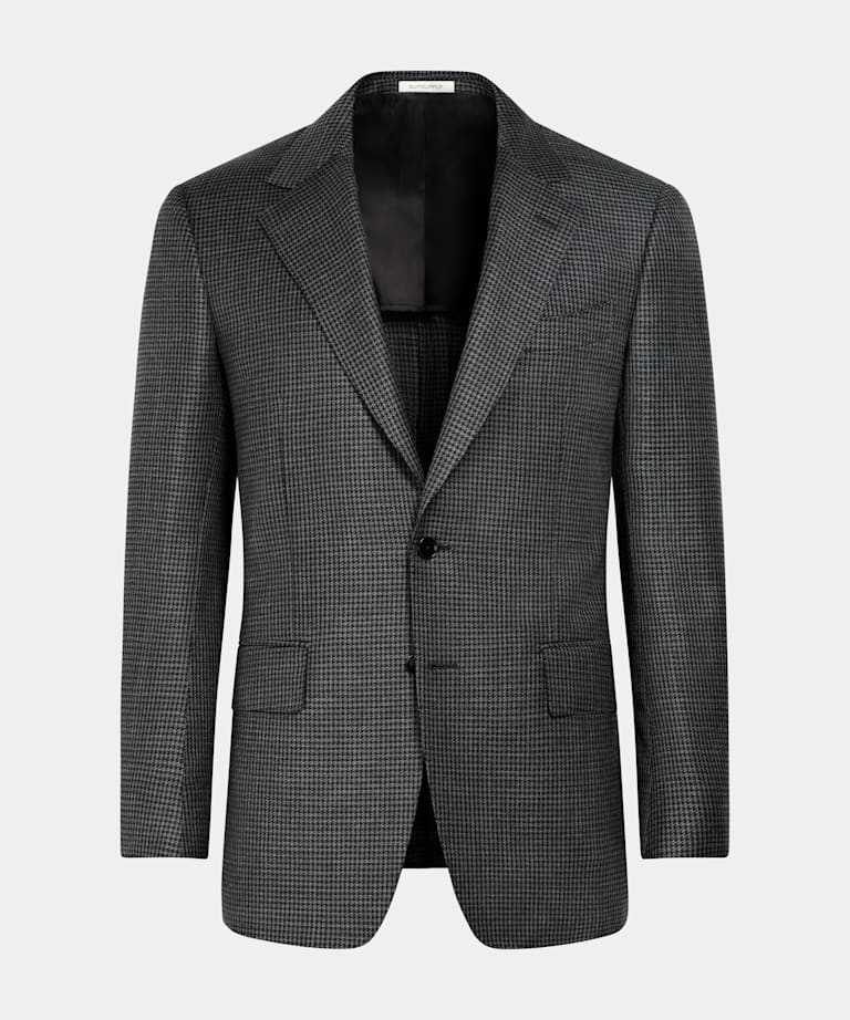 Mid Grey Houndstooth Tailored Fit Milano Blazer