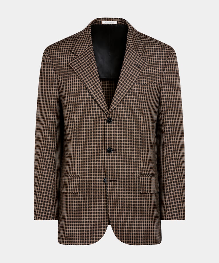 Mid Brown Checked Relaxed Fit Brera Blazer