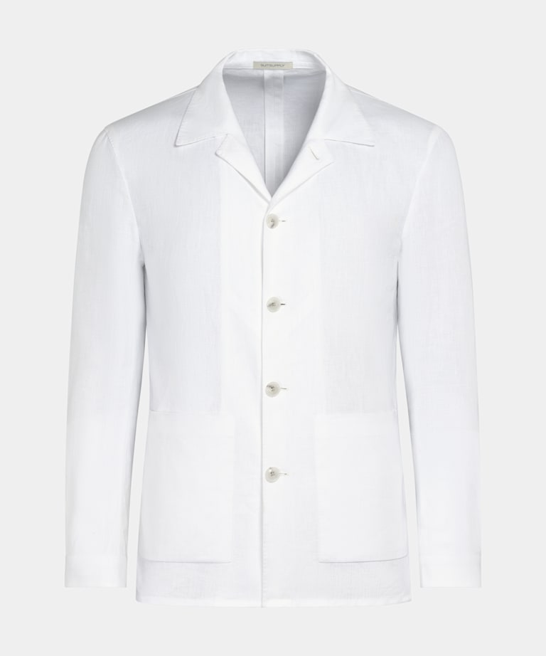 White Relaxed Fit Shirt-Jacket