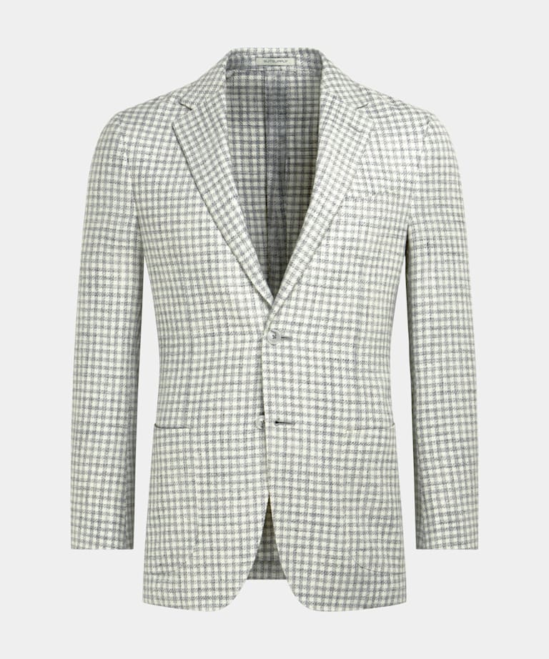 Light Grey Checked Tailored Fit Havana Blazer