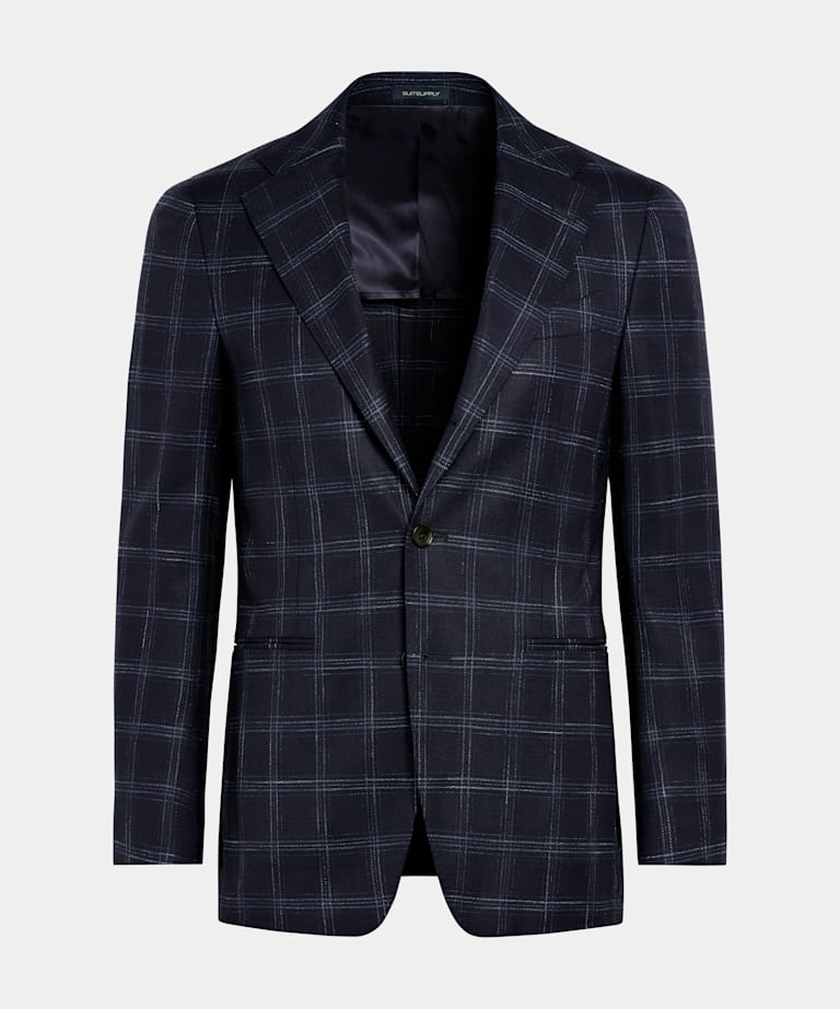 Navy Checked Tailored Fit Havana Blazer