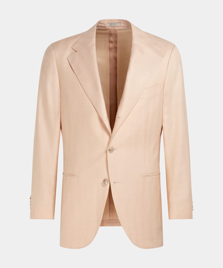 Light Pink Herringbone Relaxed Fit Roma Blazer